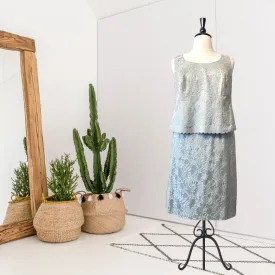 2Pc Lace Beaded Top Skirt Set