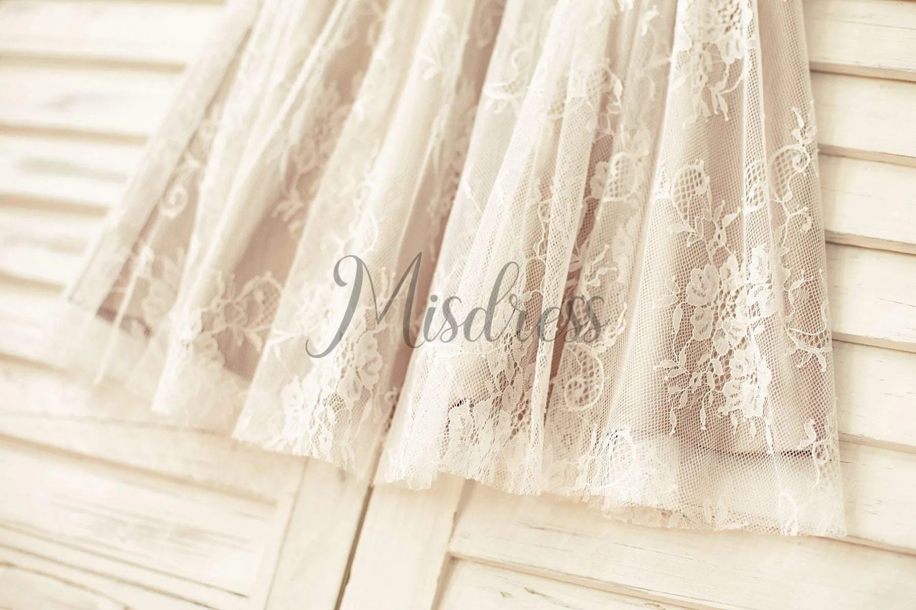 A-line Brown Satin Ivory Lace Short Sleeves Flower Girl Dress, Flowers
