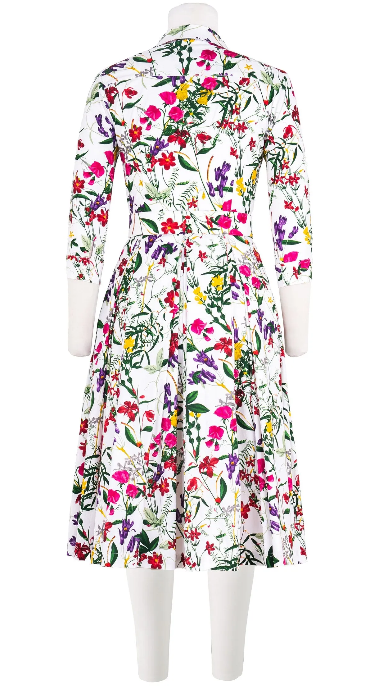 Audrey Dress #7 Shirt Collar 3/4 Sleeve Long Length Cotton Stretch (Fairy Tail Flower)