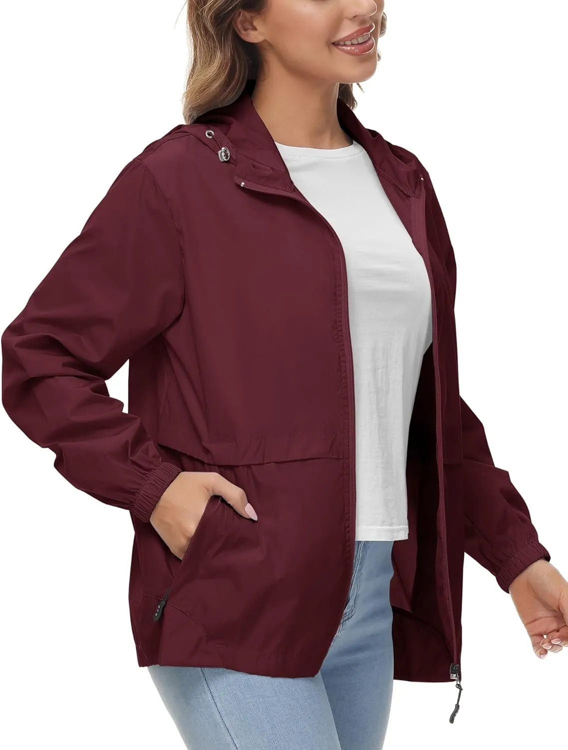 Avoogue Womens Waterproof Rain Jacket Lightweight Raincoat Packable Hooded Outdoor Windbreaker