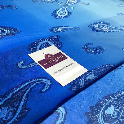 Blue paisley lightweight chiffon dress fabric, scarf 58" M145-59 Mtex