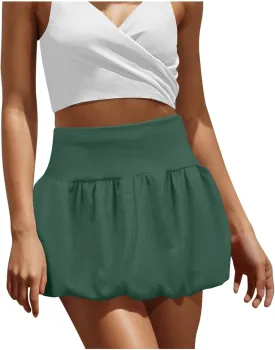 Bubble Mini Skirts for Women Summer 2025 Vacation Holiday Casual Cute Elastic High Waisted A Line Short Skirt