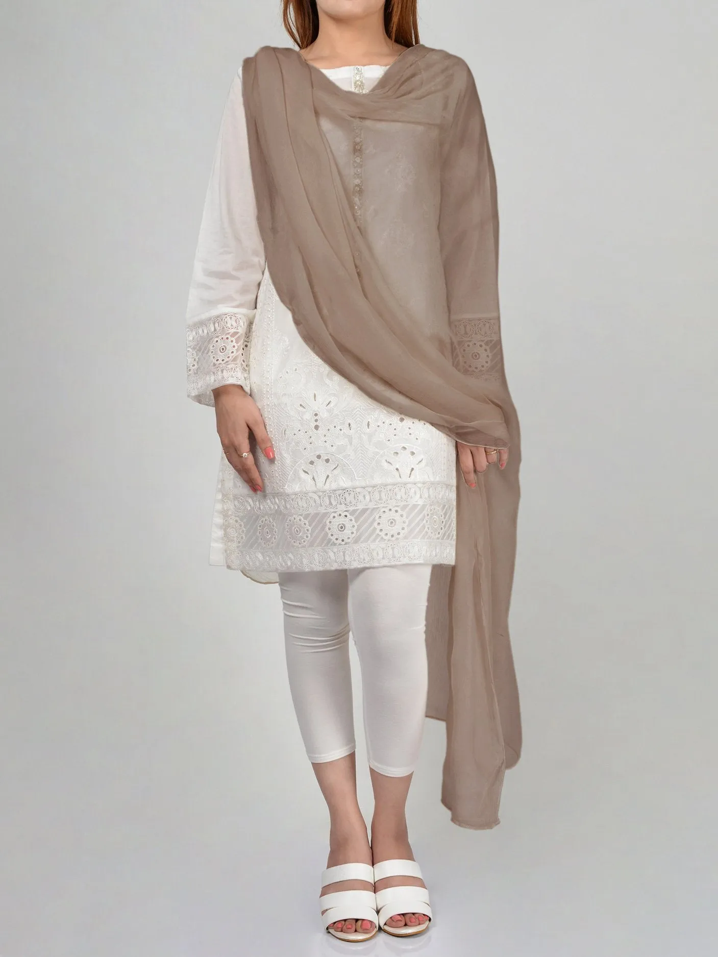 Chiffon Dupatta-Brown