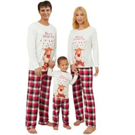 Christmas Elk Print & Plaid Pants Family Matching Set