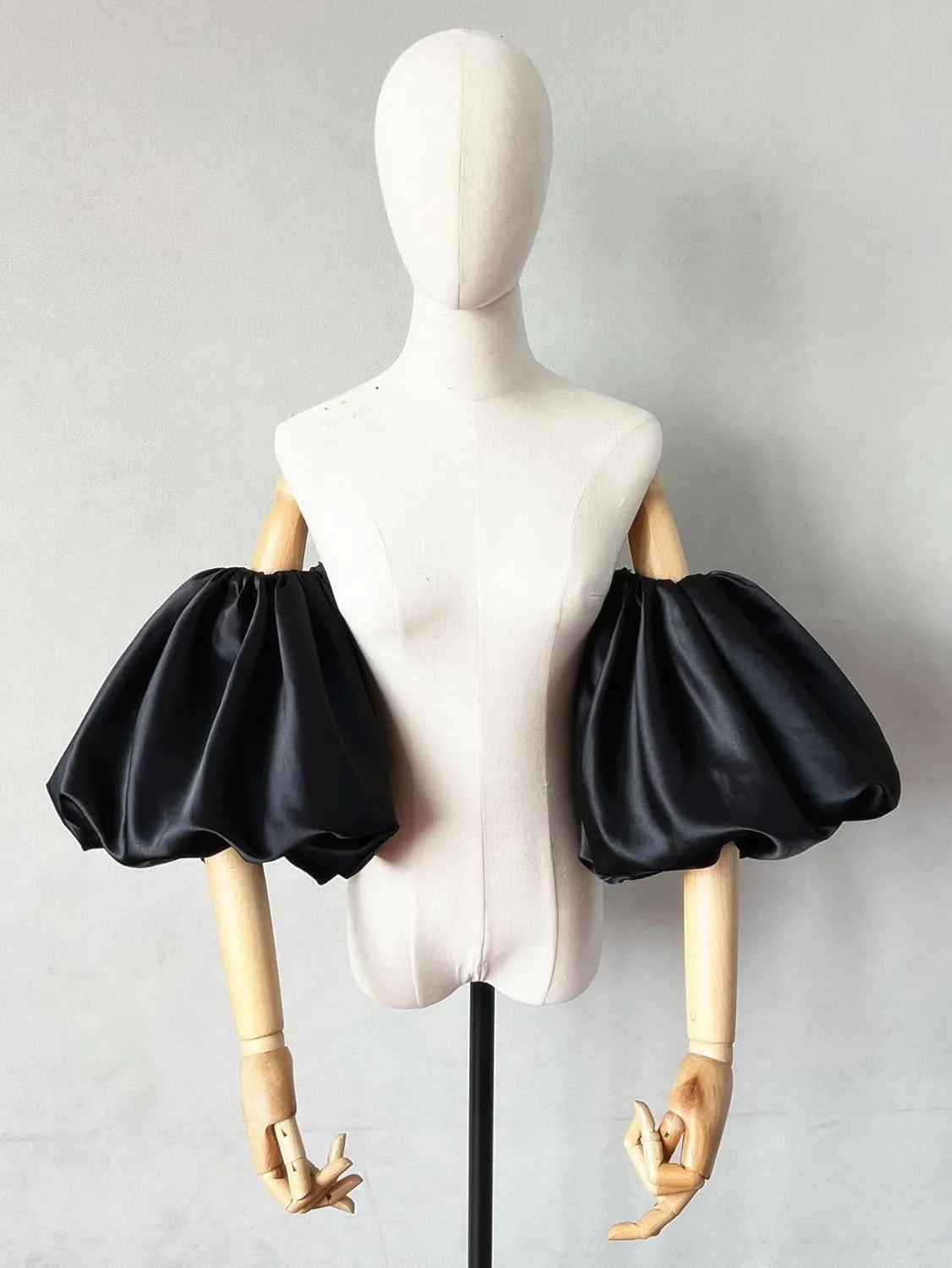 Detachable Puffy Short Sleeves Satin/Organza Stretchy Cuffs