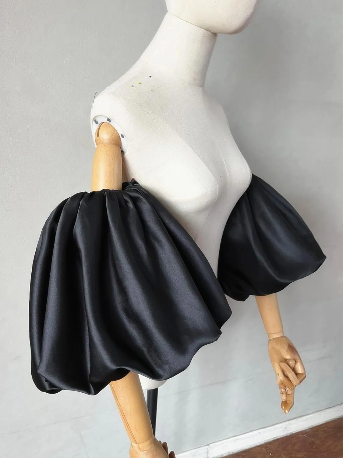 Detachable Puffy Short Sleeves Satin/Organza Stretchy Cuffs