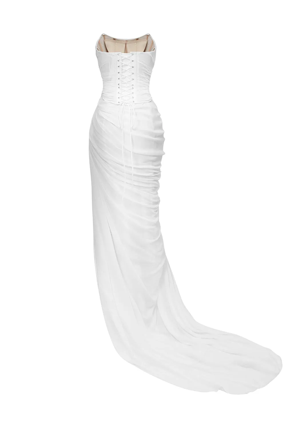 Giana Slit Semi-Heart Neck Chiffon Floor Length Dress
