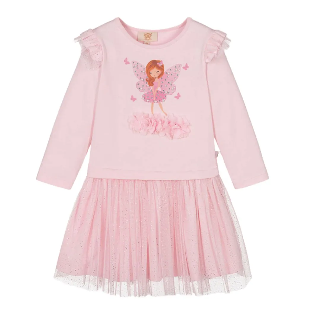 Girls Pink Tulle Fairy Sparkle Dress
