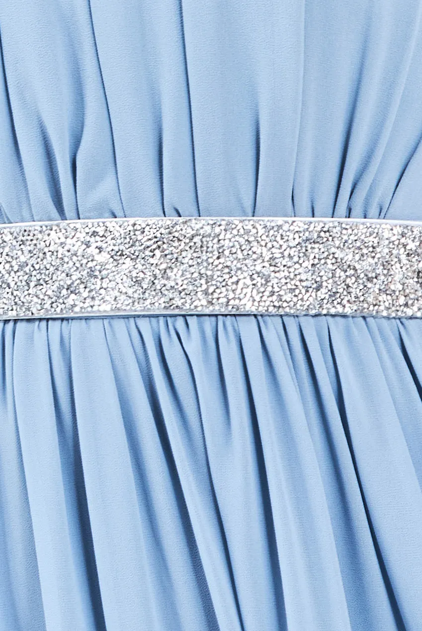 Goddiva Chiffon Maxi With Embellished Belt