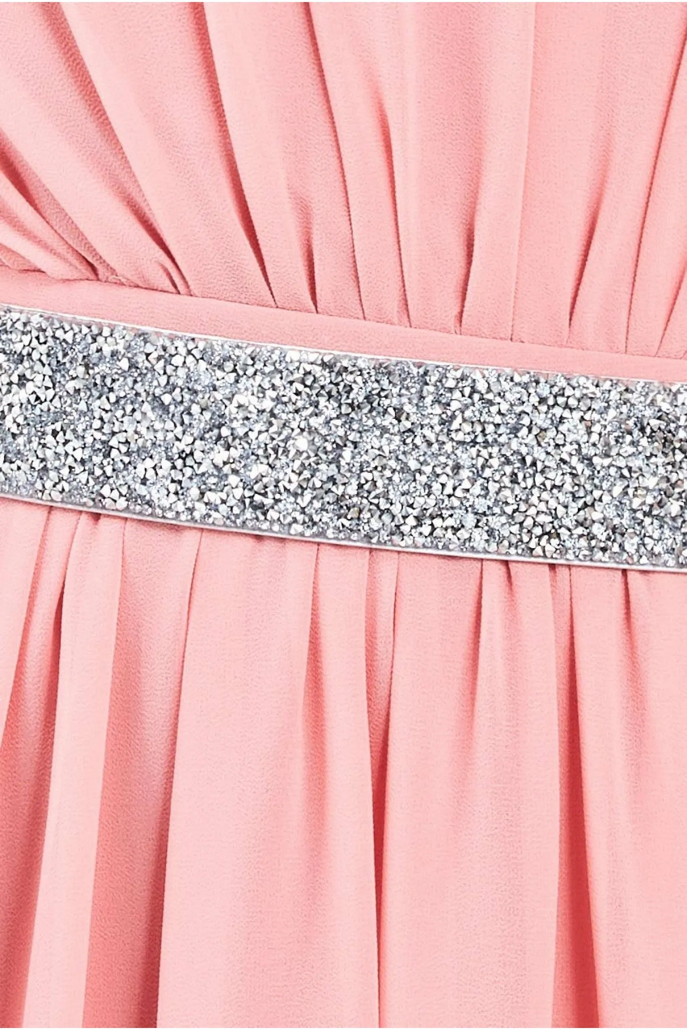 Goddiva Chiffon Maxi With Embellished Belt