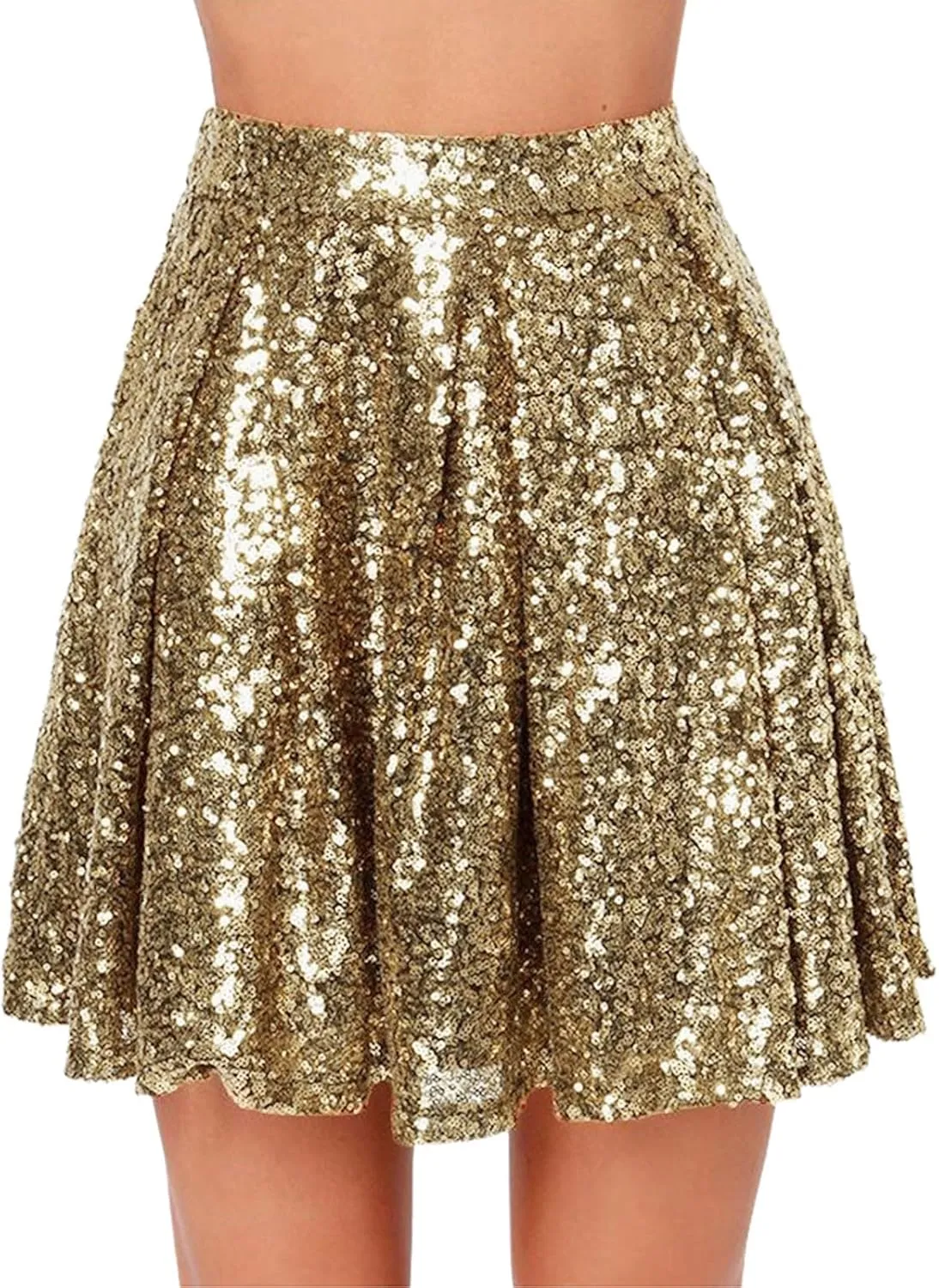 Golf Skirts Pleated Ruffle Glitter Lightweight A Line High Rise Sparkle Sequin Flare Folkloric Holiday Carnival