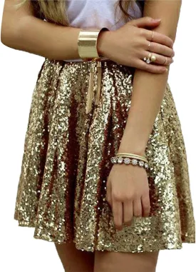 Golf Skirts Pleated Ruffle Glitter Lightweight A Line High Rise Sparkle Sequin Flare Folkloric Holiday Carnival