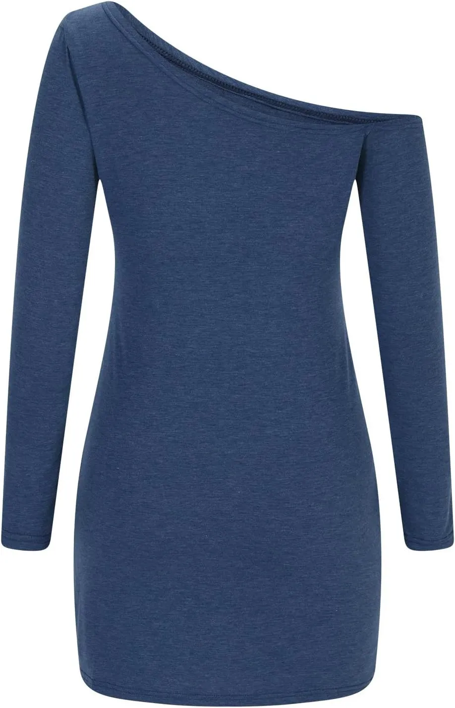 HGps8w Womens Off The Shoulder Sexy Tshirt Dress - Chic Ruched Hem Loose Long Sleeve Pullover Tunic Mini Dresses