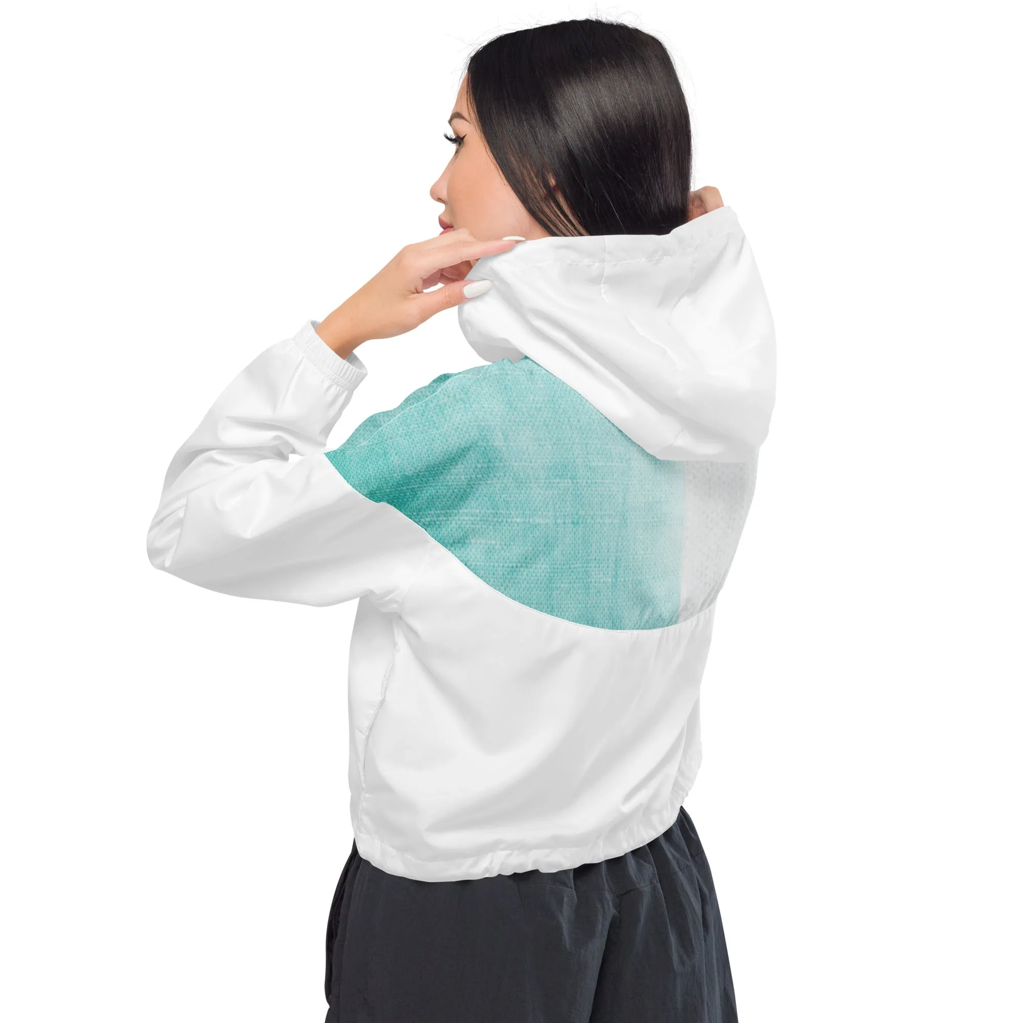 Humble Sportswear™ Women's Teal Sky Cropped Windbreaker