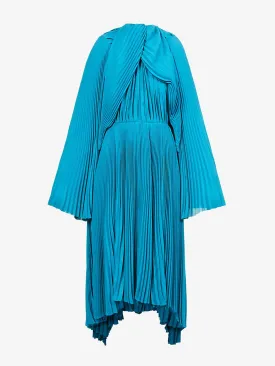 Knotted drape pleated woven midi dress