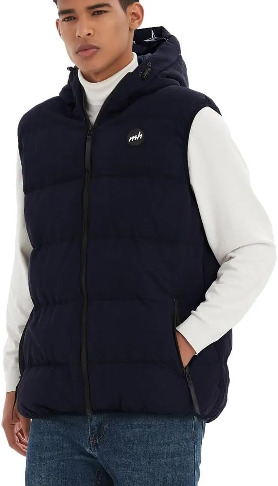 MADHERO Men's Puffer Vest with Hood Water-Resistant Puffy Vests Outerwear Sleeveless Jacket