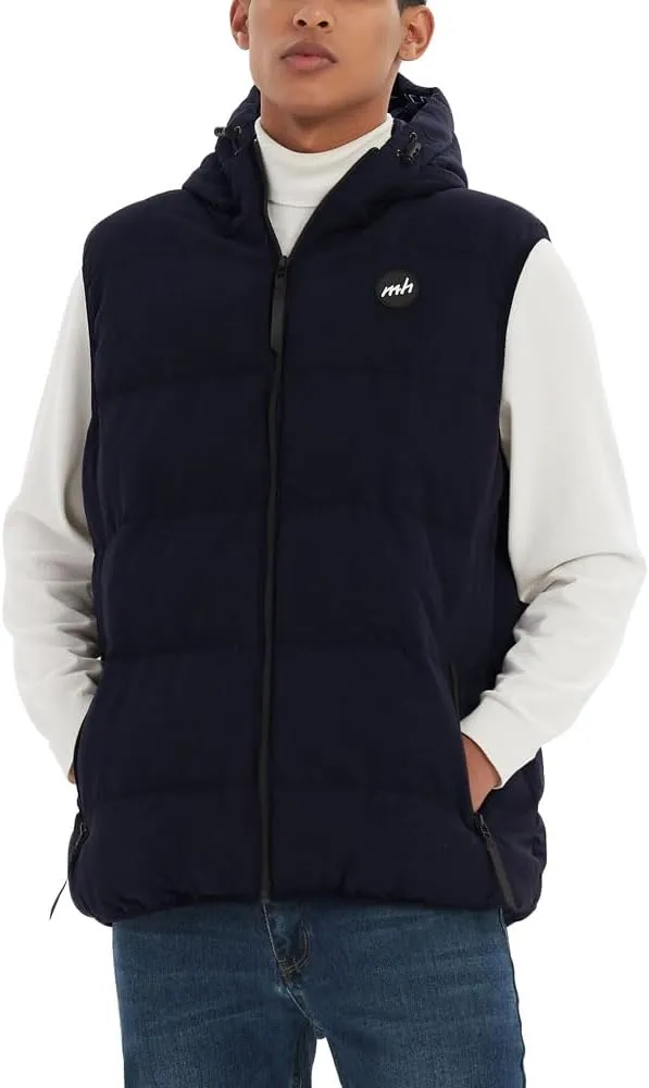 MADHERO Men's Puffer Vest with Hood Water-Resistant Puffy Vests Outerwear Sleeveless Jacket