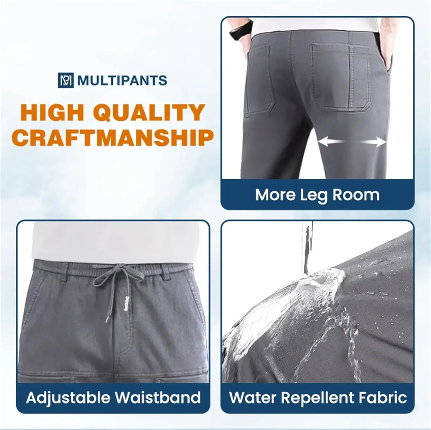 Men Comfy Cargo Pants Stretch, Mens Comfy Pants, Multipants - High Stretch Multi-Pocket Durable Cargo Pants