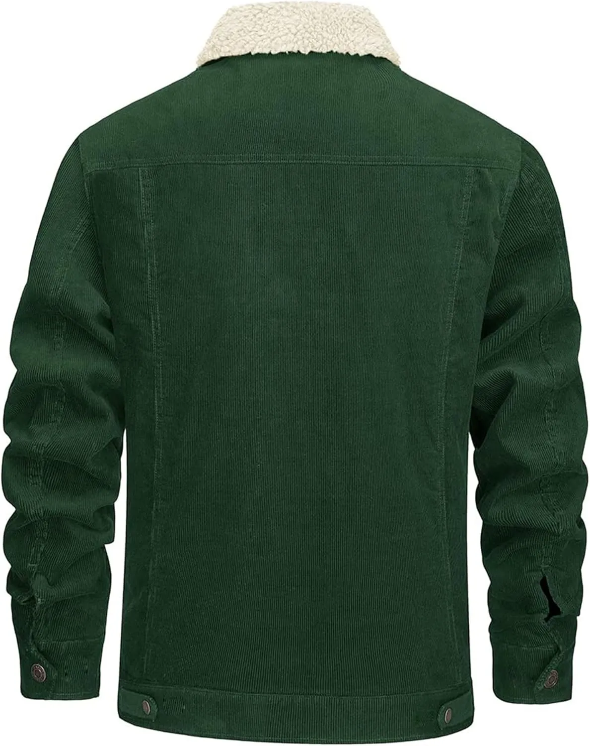 Men's Corduroy Sherpa Lined Trucker Jacket Winter Fleece Warm Coats Work Button Down Fur Collar Shirt Jacket for Men