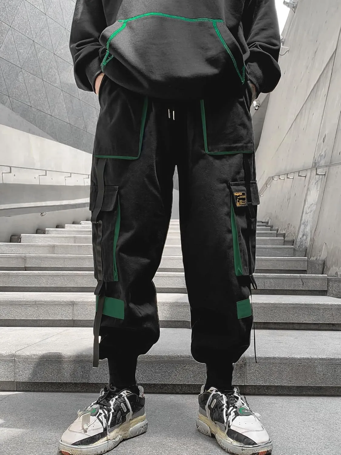 Men's Jogger Pants Techwear Hip Hop Harem Pants Streetwear Tactical Track Pants with Drawstring
