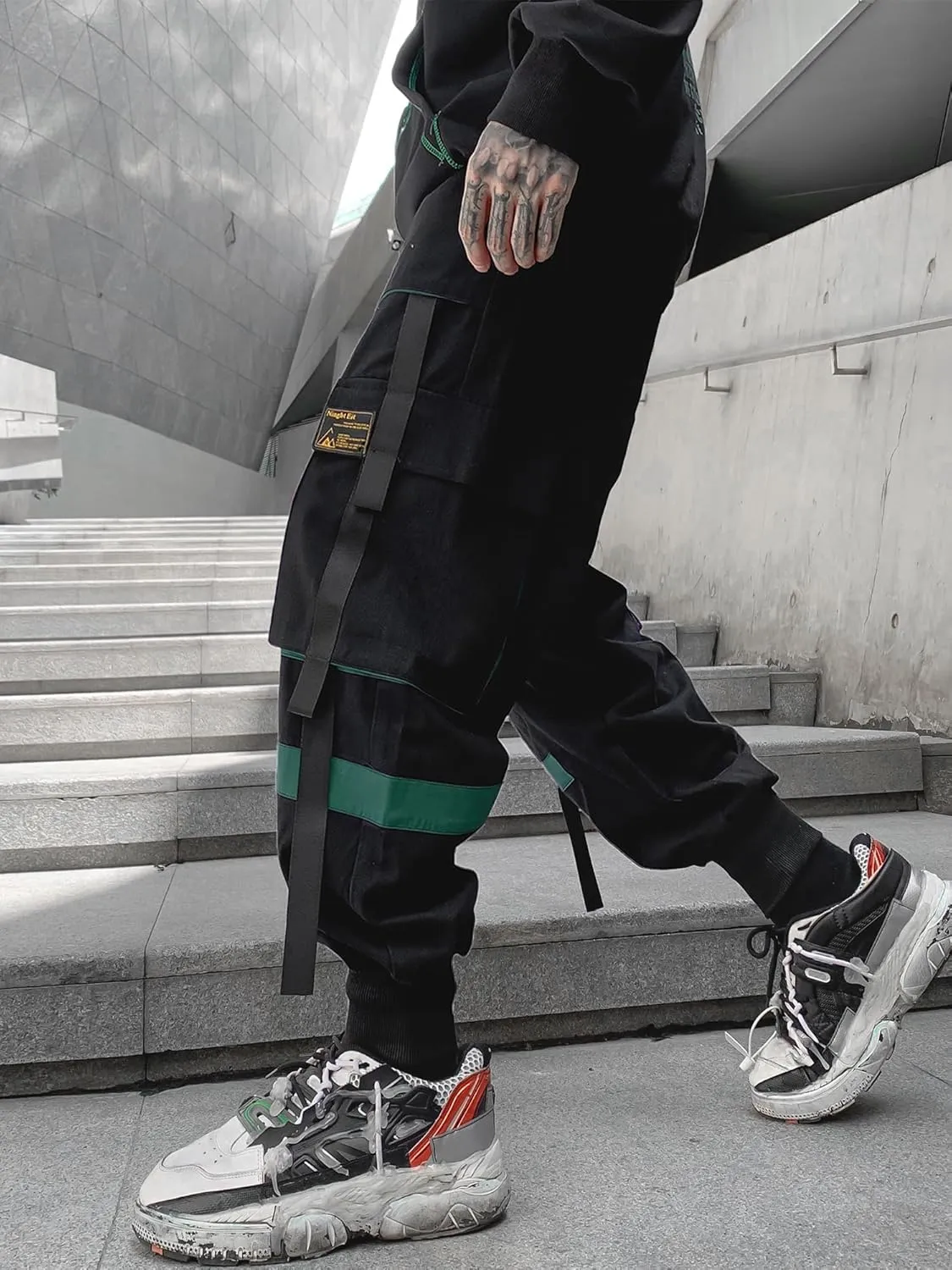 Men's Jogger Pants Techwear Hip Hop Harem Pants Streetwear Tactical Track Pants with Drawstring
