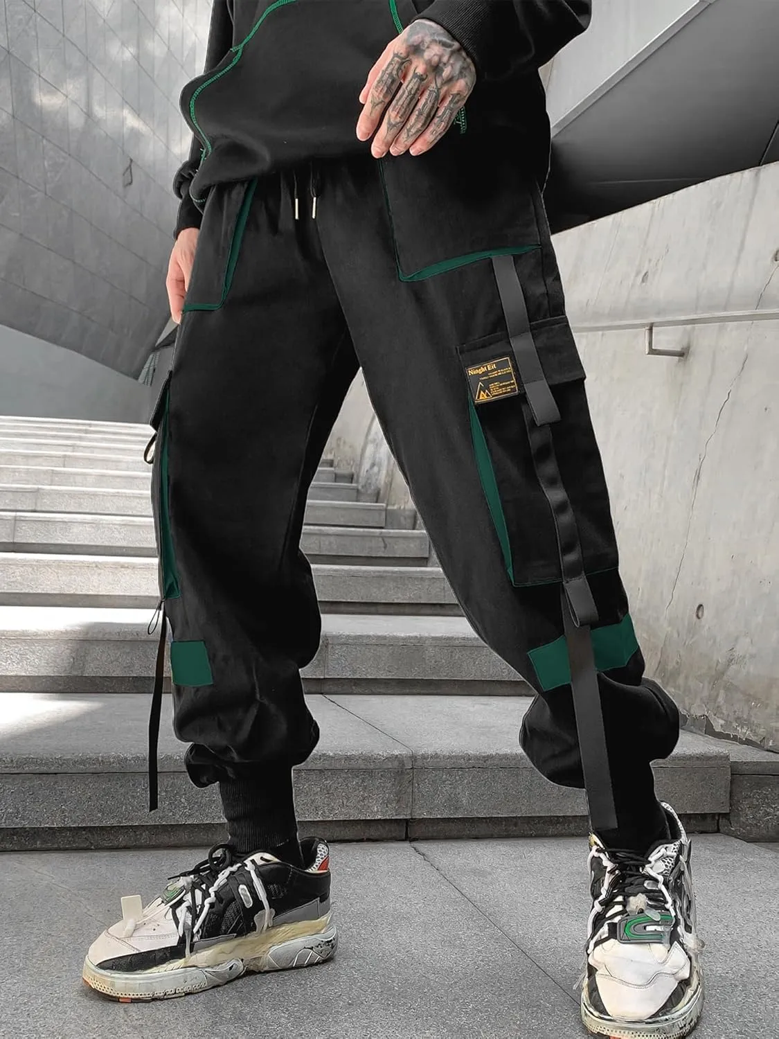 Men's Jogger Pants Techwear Hip Hop Harem Pants Streetwear Tactical Track Pants with Drawstring