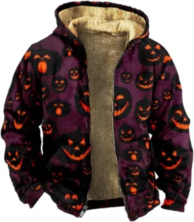 Men's Puffer Jacket Lightweight Warm Hooded Brown Zipper Personalized Patch Casual Fleece Lined Jackets for Men