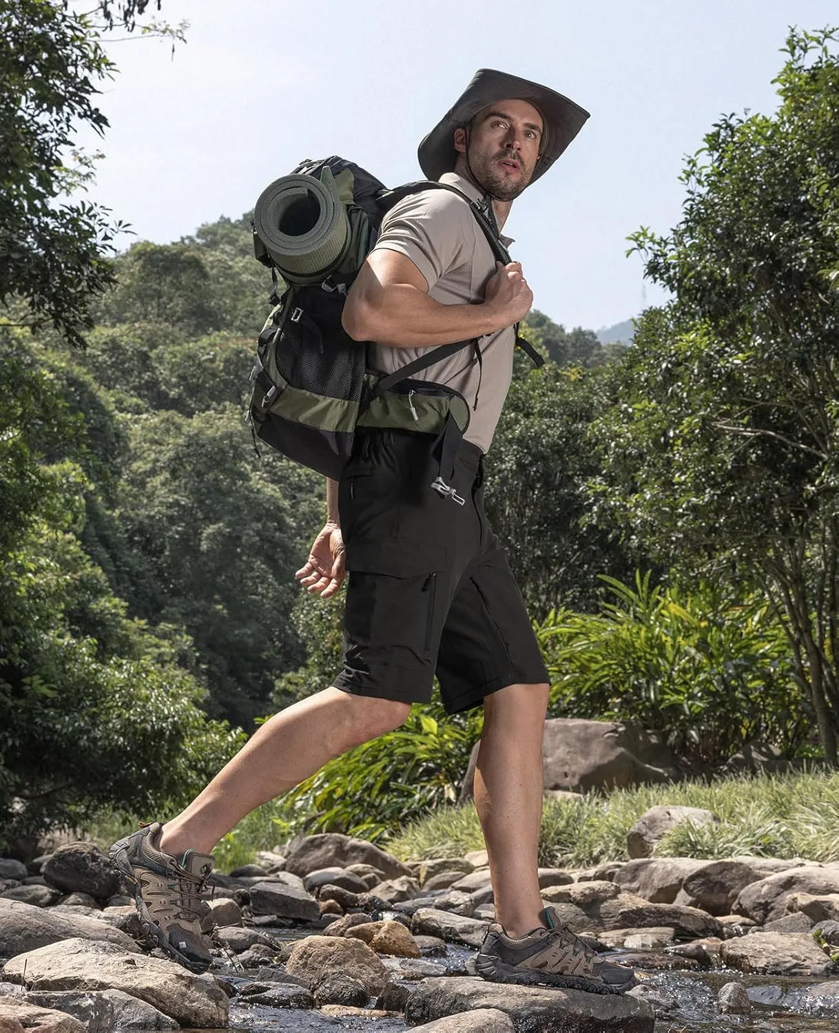 Moosehill Men's Hiking Cargo Shorts with 7 Pockets Quick Dry for Casual Work