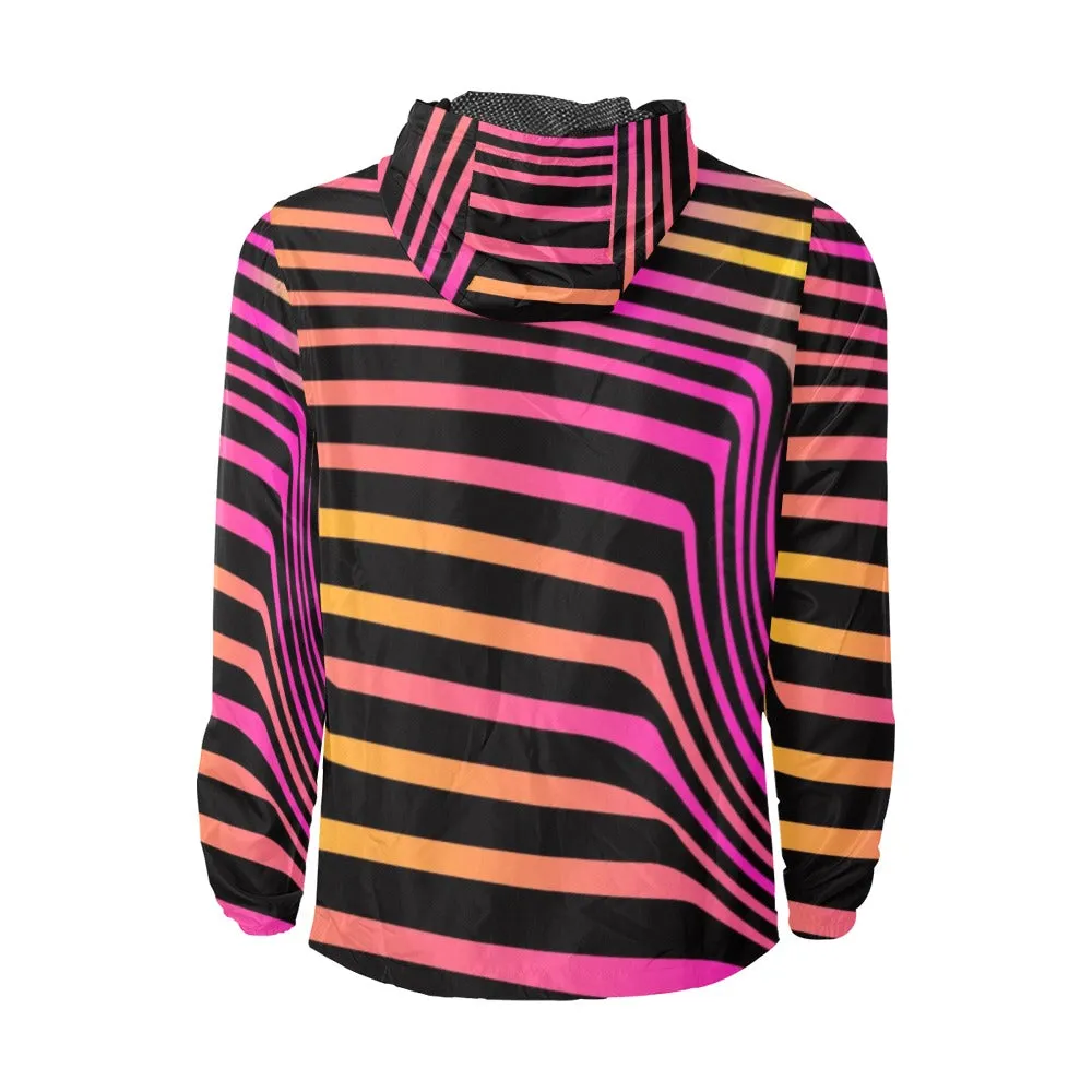 Neon Sunrise Unisex Hooded Windbreaker Jacket