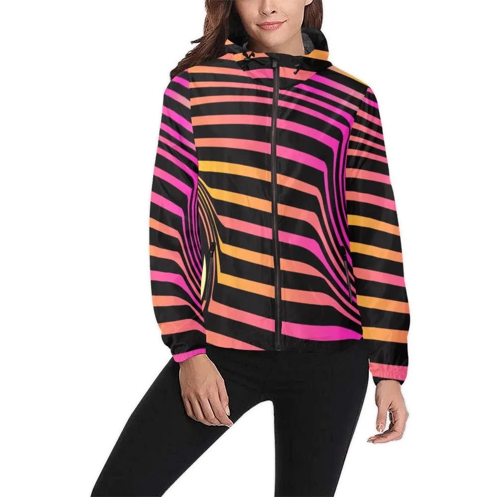 Neon Sunrise Unisex Hooded Windbreaker Jacket