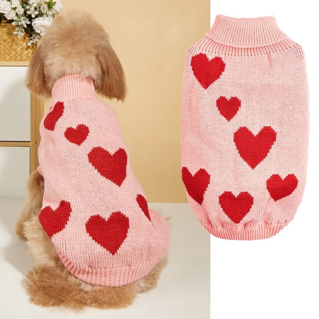 Ozzie - Valentine's Day Heart Pattern Pet Sweater