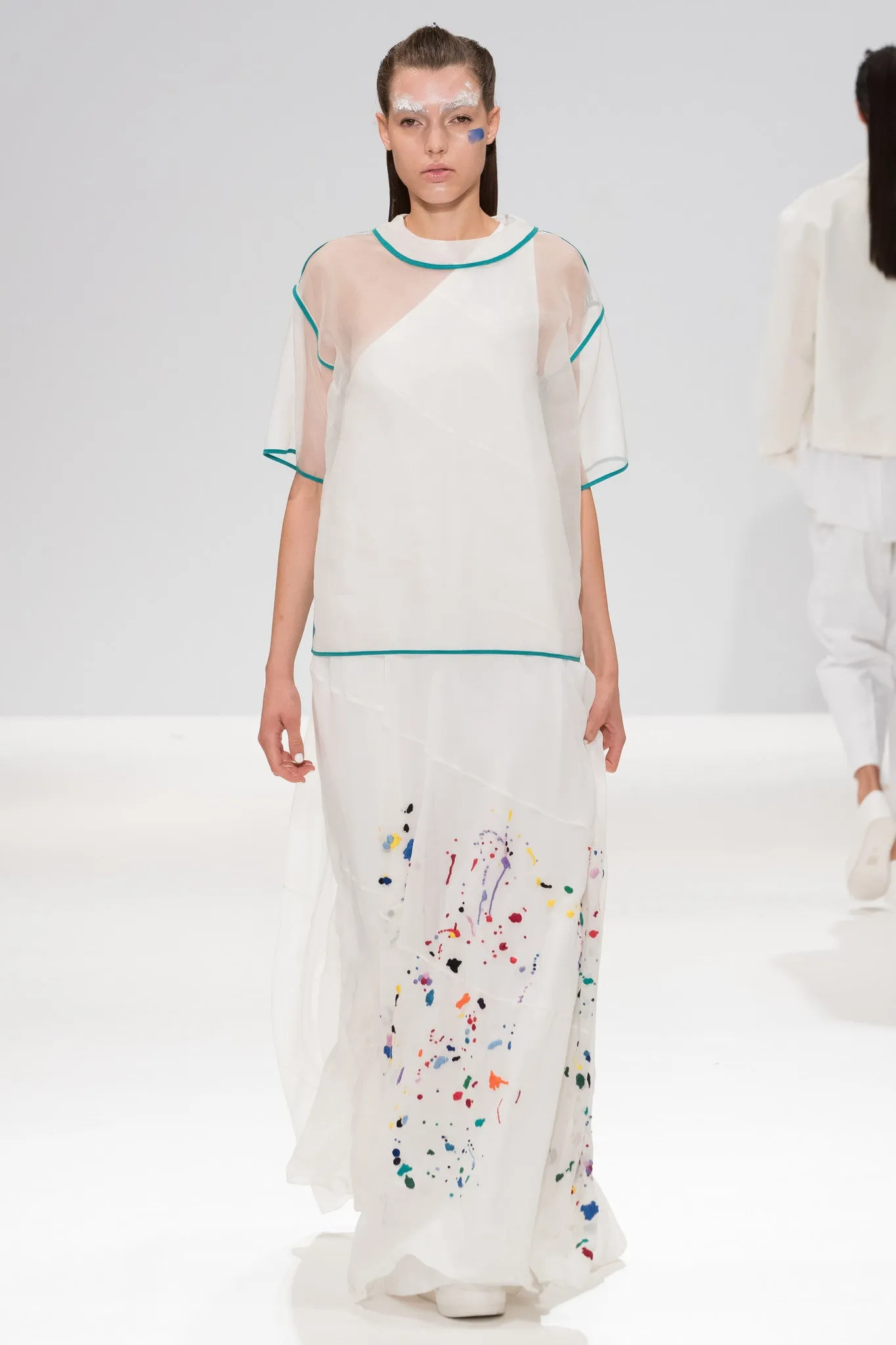 Paint Splash Embroidered "Helter" One Shoulder Dress