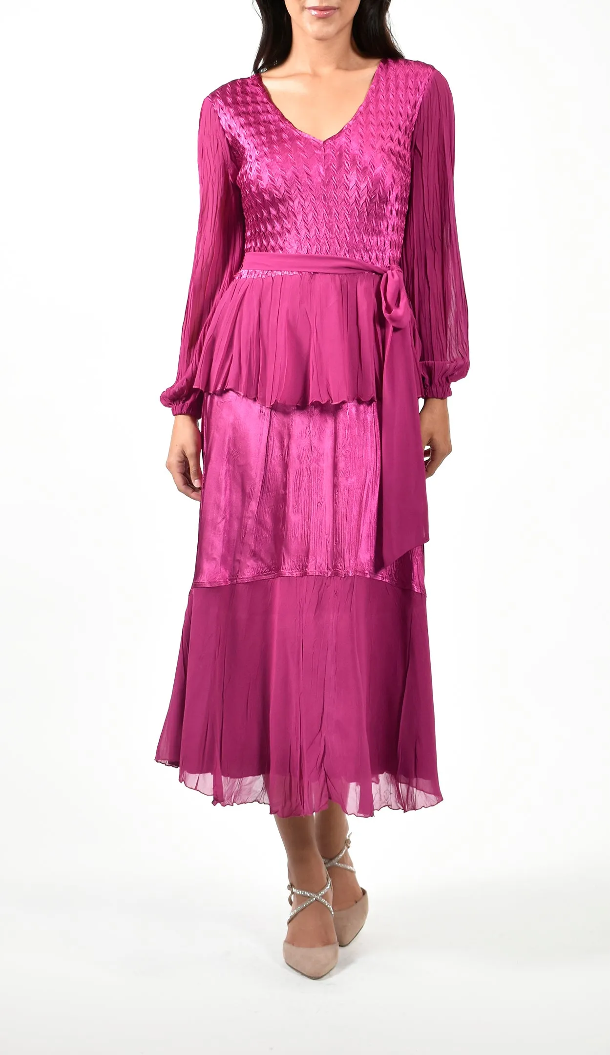 Peasant Sleeve Peplum Dress