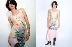 Pink Kitty Printed Halter Dress