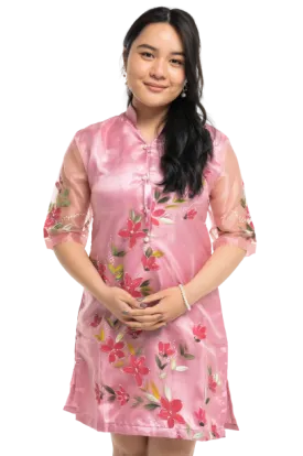 Pink Organza Classic Barong Dress - Diana - JV24