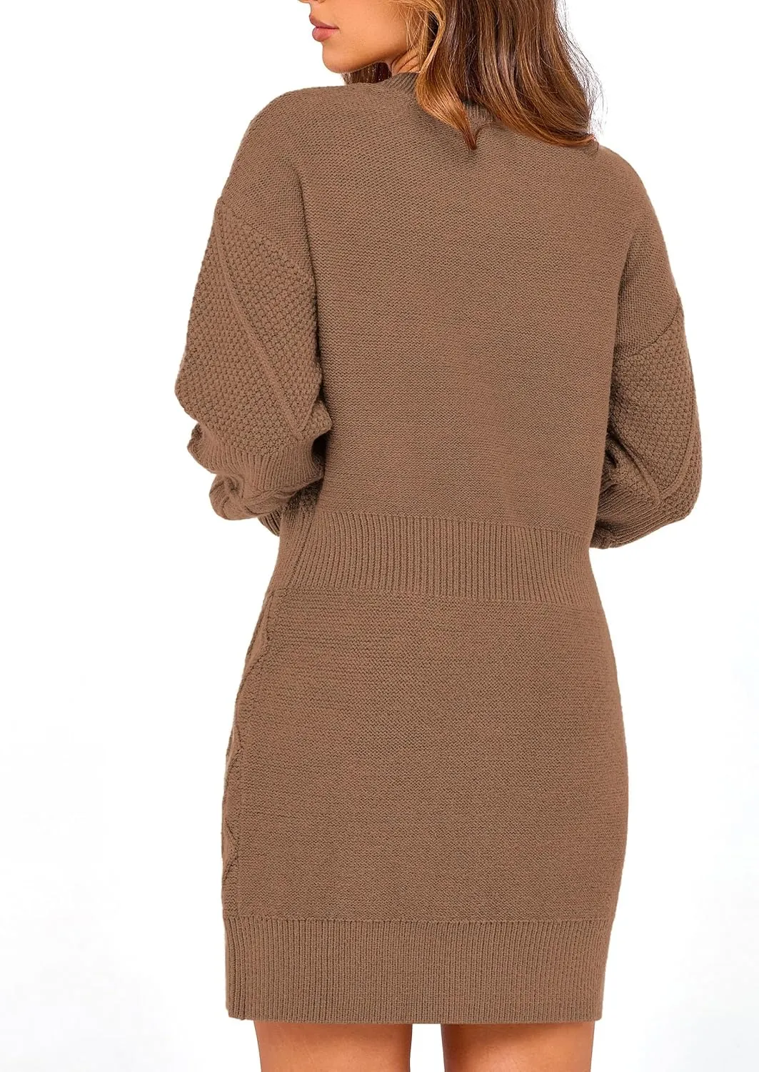 PRETTYGARDEN Women's Winter Long Sleeve Short Sweater Dress Chunky Ribbed Knit Tunic Pullover Oversized Fall Sweaters