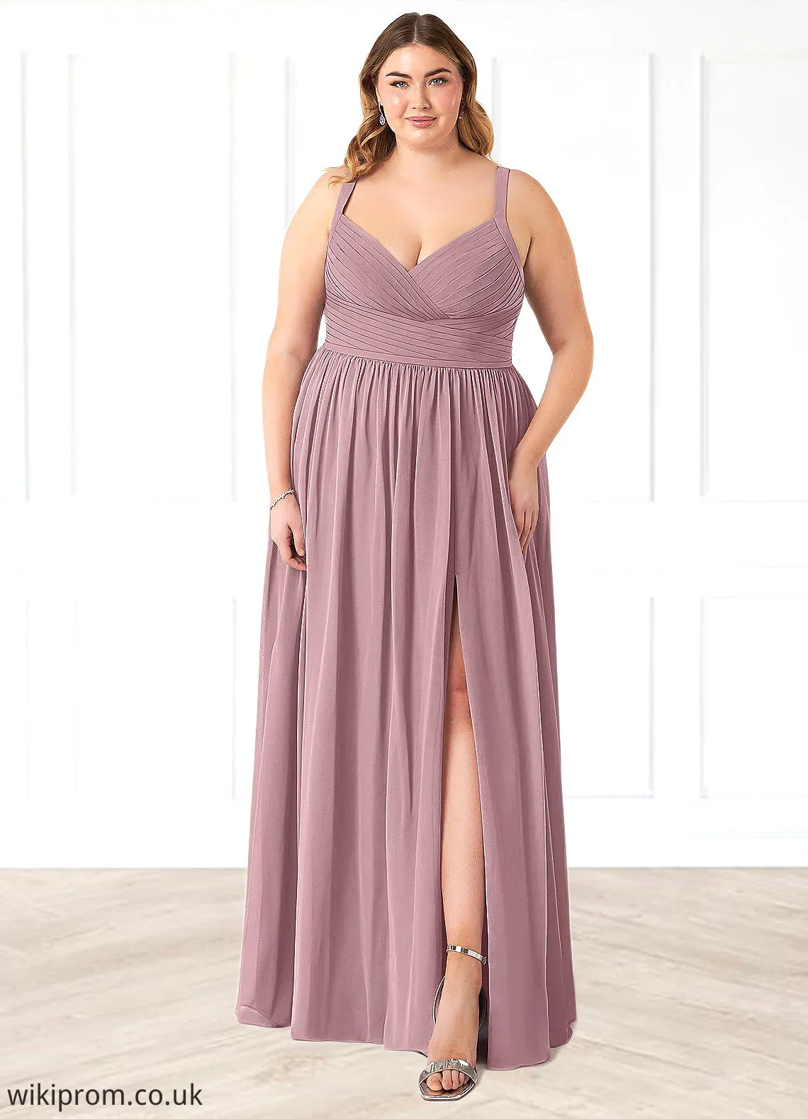 Savannah A-Line Pleated Chiffon Floor-Length Dress SWKP0019611