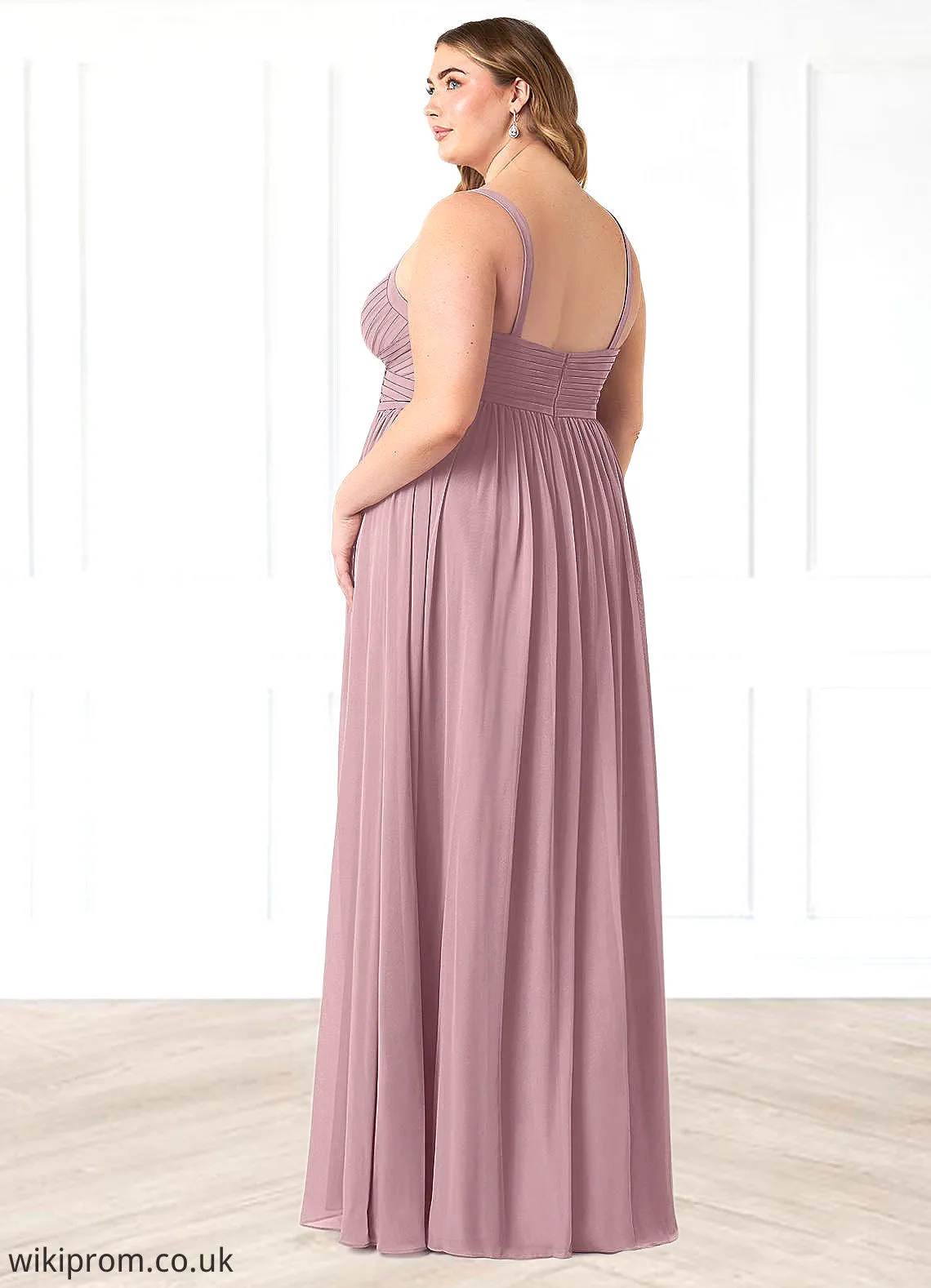 Savannah A-Line Pleated Chiffon Floor-Length Dress SWKP0019611