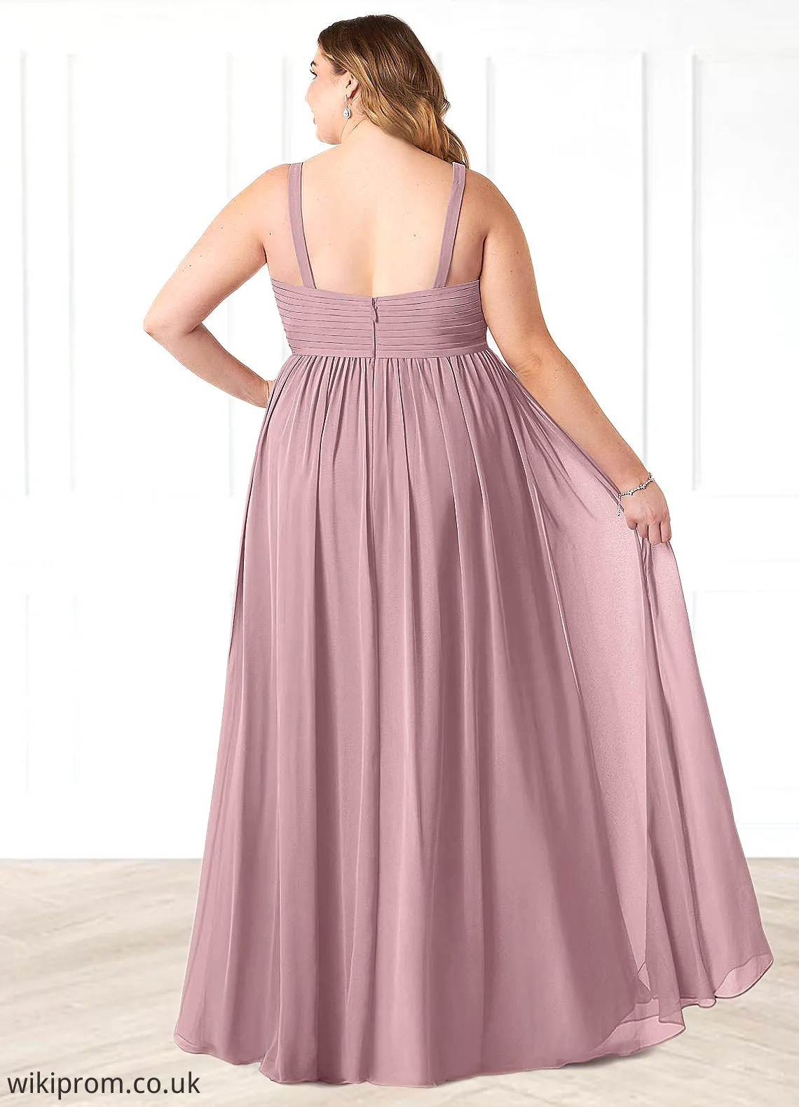 Savannah A-Line Pleated Chiffon Floor-Length Dress SWKP0019611