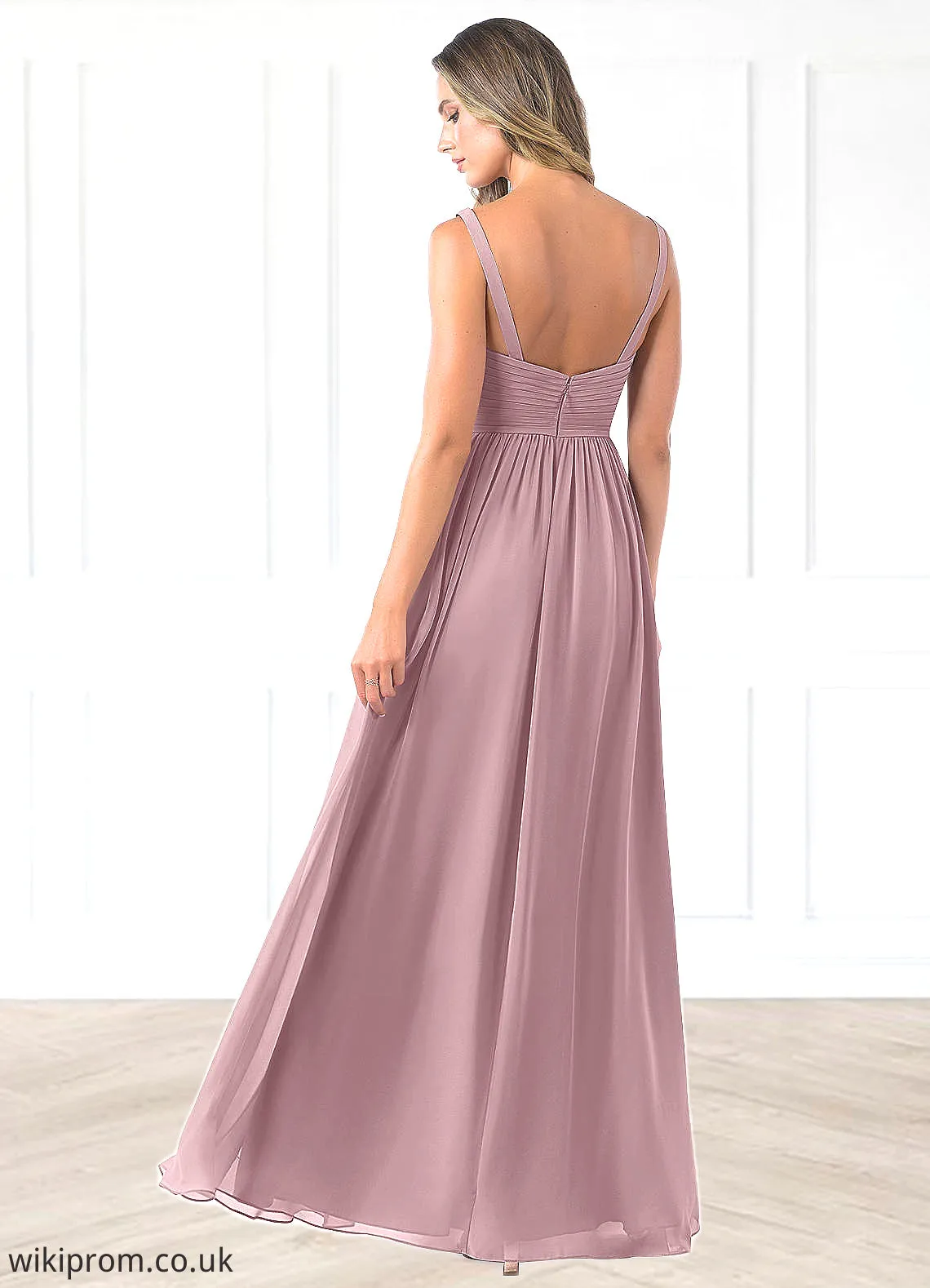 Savannah A-Line Pleated Chiffon Floor-Length Dress SWKP0019611