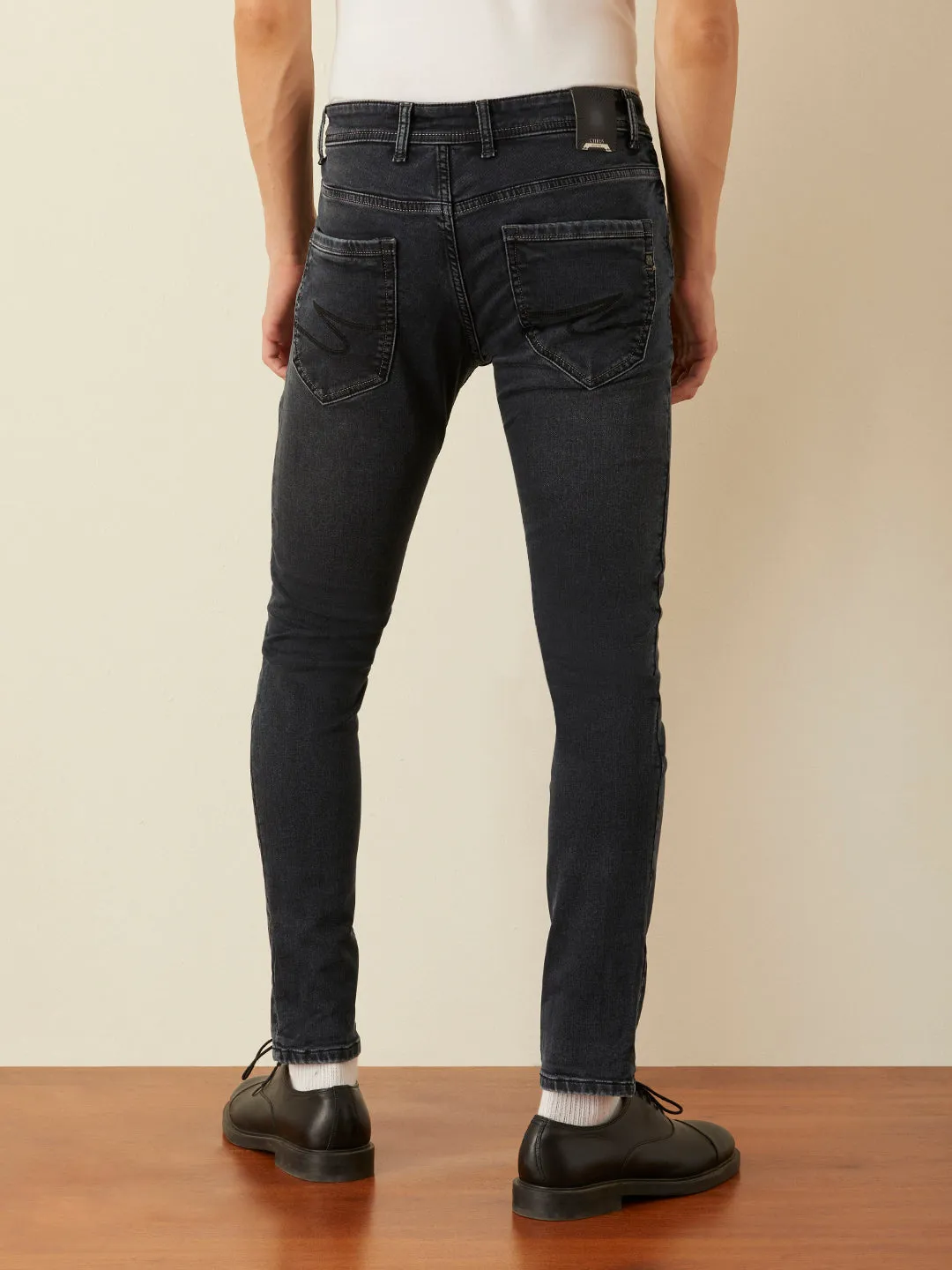 Skinny Fit Dark Charcoal Plain Jeans