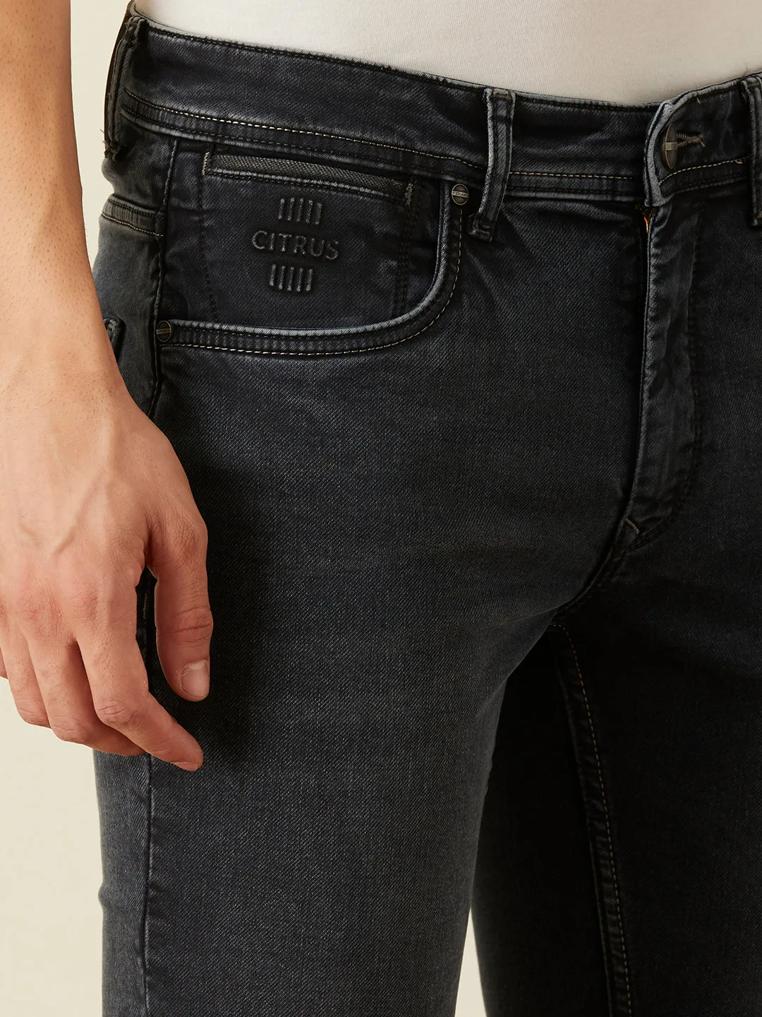 Skinny Fit Dark Charcoal Plain Jeans