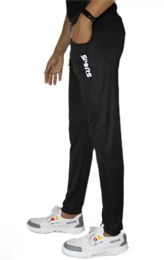 Solid Men Black Track Pants