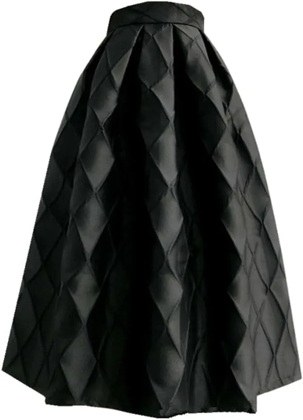 Spring Summer Vintage Women Tulip Floral Print High Waist Pleated Midi Skirt