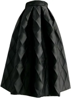Spring Summer Vintage Women Tulip Floral Print High Waist Pleated Midi Skirt