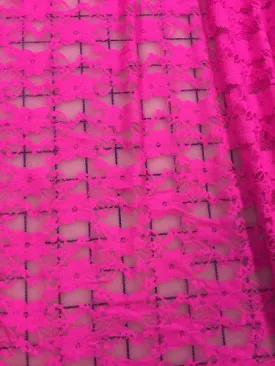 Stretch Lace - 60-inches Wide Bright Pink Close-Out