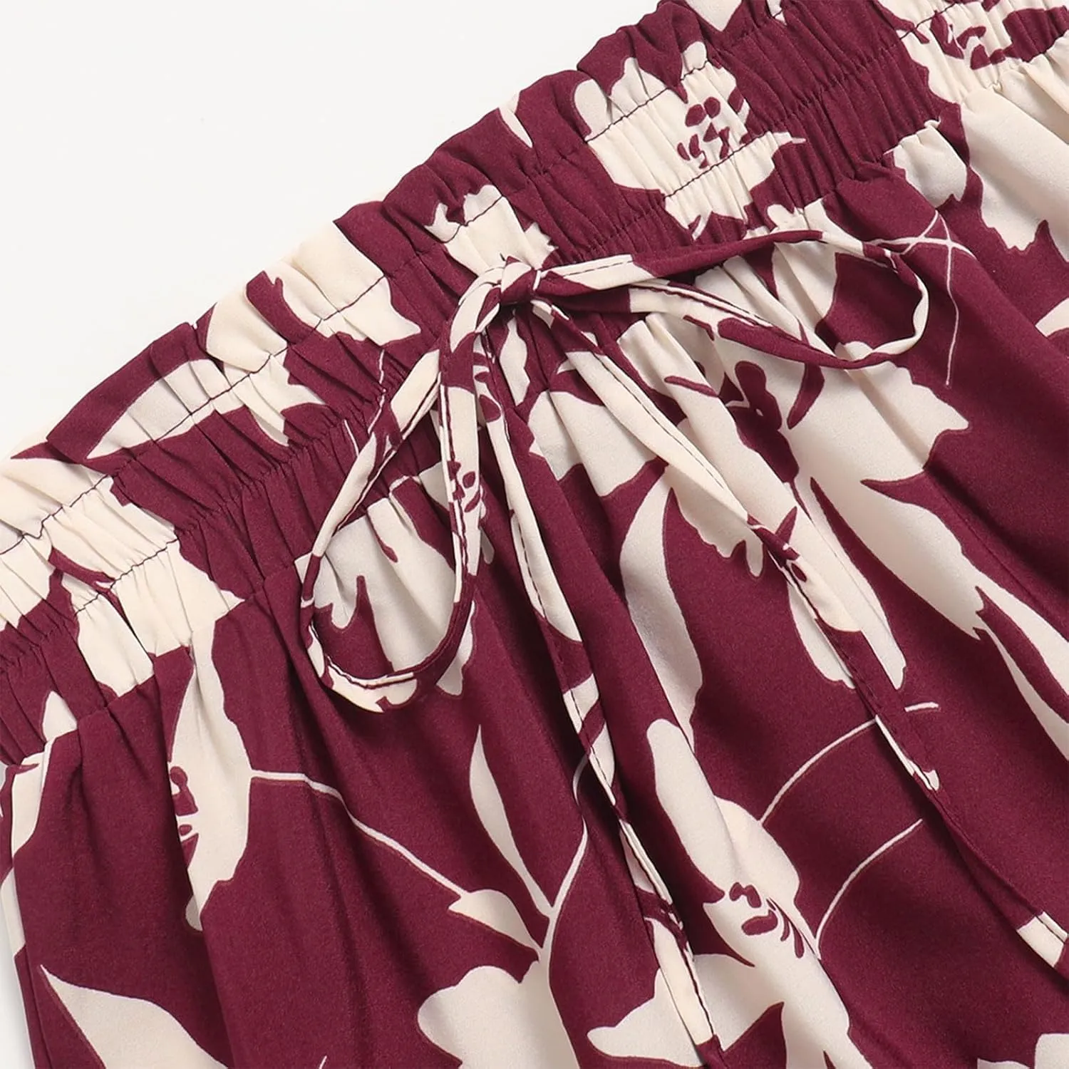Summer Midi Skirts for Women Fashion Floral Print Elastic High Waist Ruffle Hem Skirt Casual Flowy Color Block Skirt