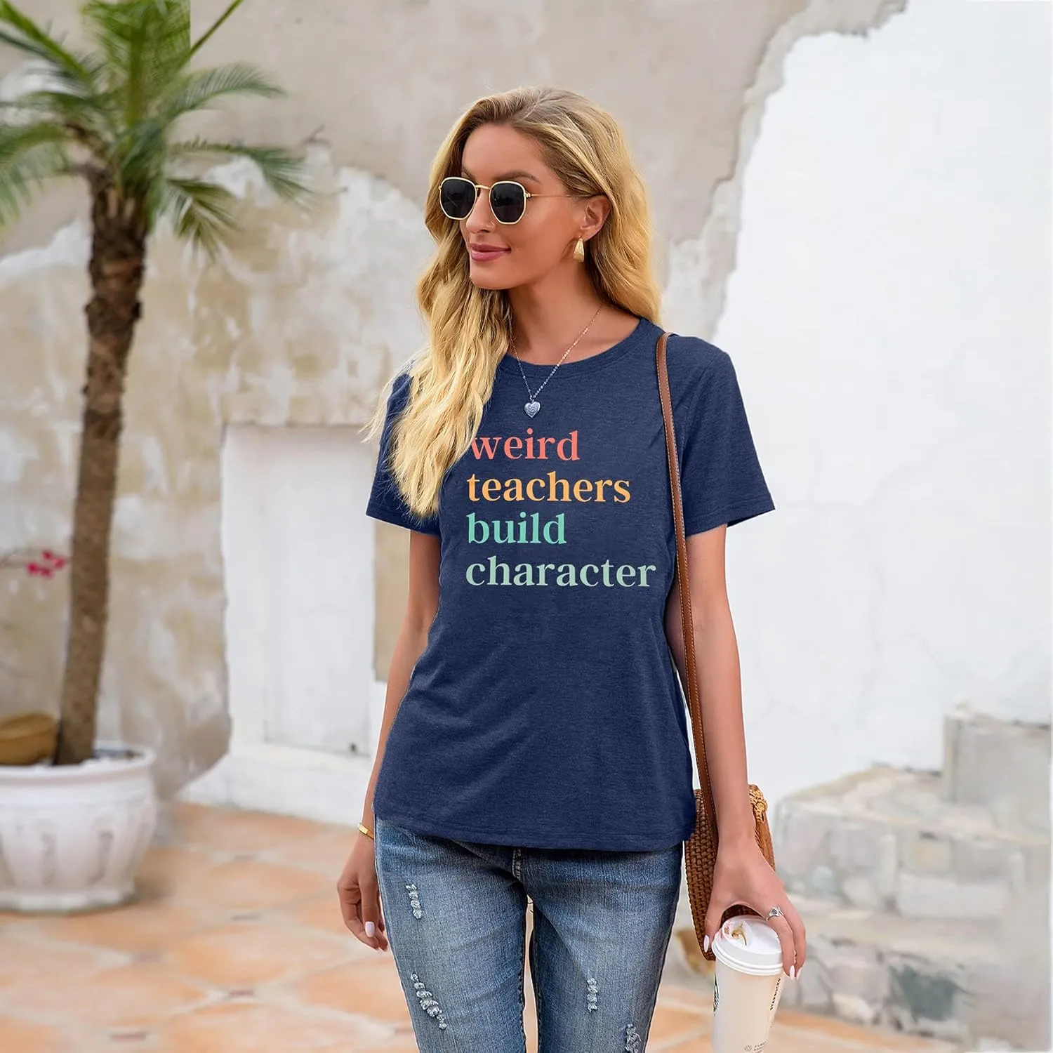 Teacher Life T-Shirt - Women's Weird Teacher Tee - Short Sleeve Tops