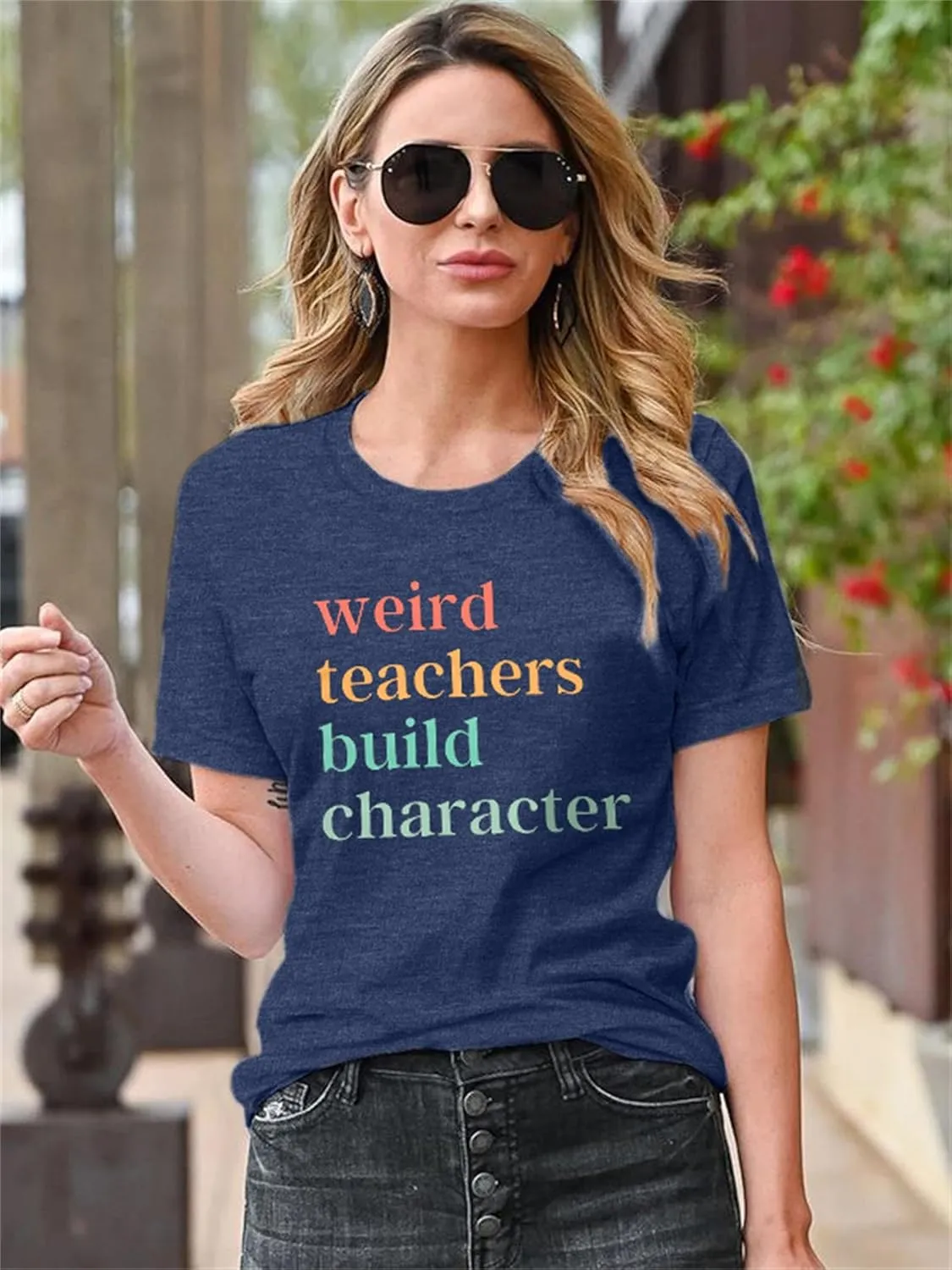 Teacher Life T-Shirt - Women's Weird Teacher Tee - Short Sleeve Tops