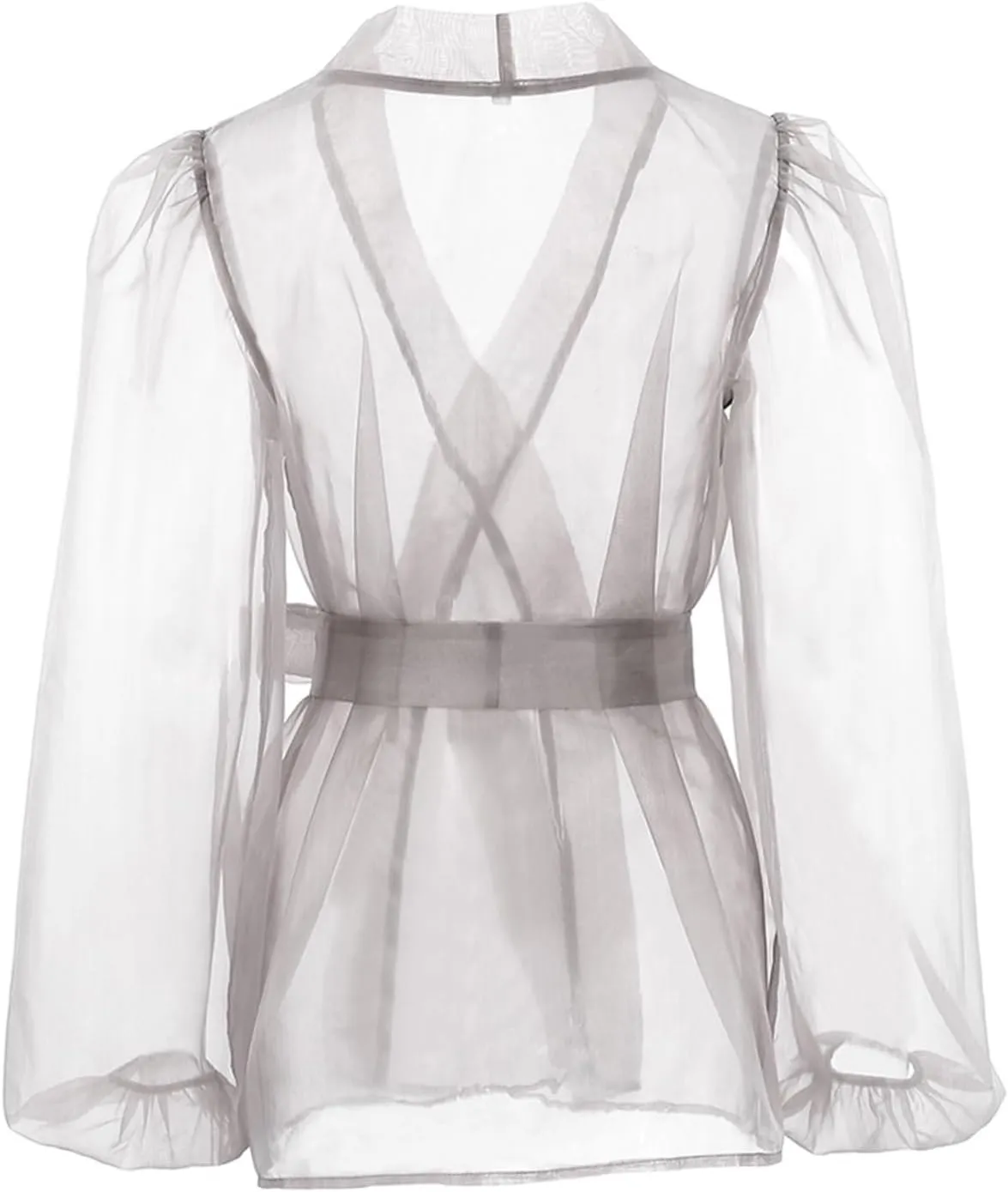 TiaoBug Womens Sheer Organza Open Front Cardigan Belted Short Jacket Trench Coats Sun Protection Clothing
